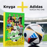 Knyga "FUTBOLO HEROJAI" + 5 dydio kamuolys EURO24 PRO OMB